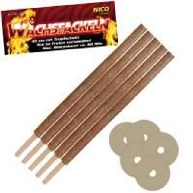 Wachsfackeln, 45cm, 5er Blister