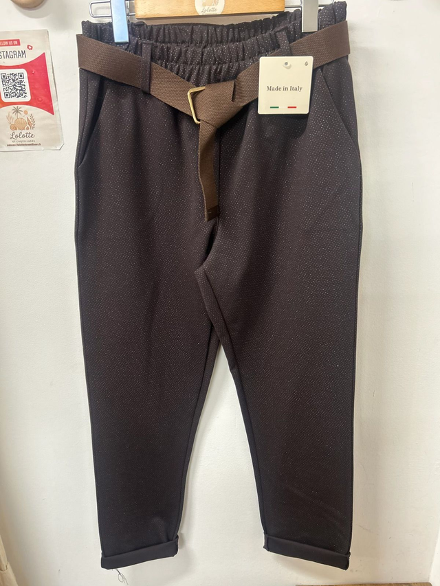 Pantalon Kira choco brillant argenté