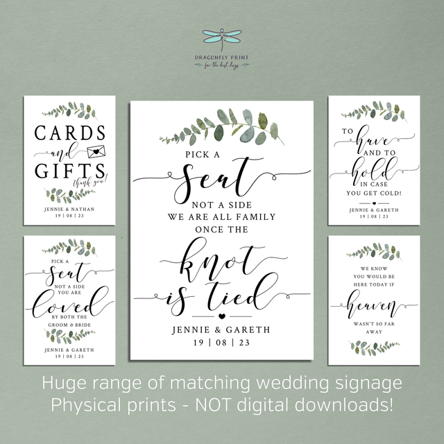 Signage pack - four x A4/A3 signs - eucalyptus design 