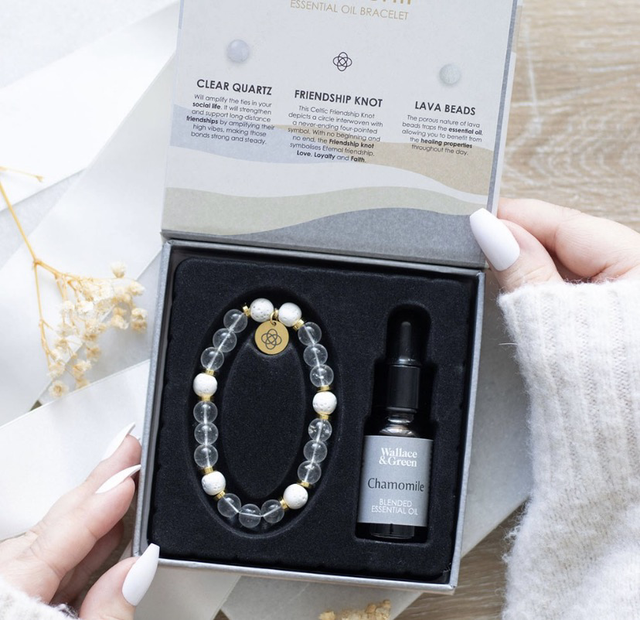 Friendship clear quartz essential oil bracelet 