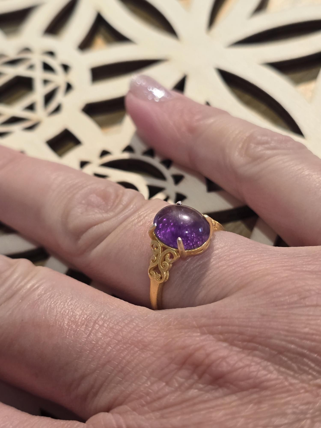 Bague Argent 925 doré mat et Améthyste