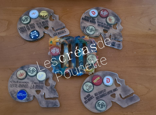 Lot de 4 dessous de verre tête de mort