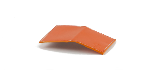 Porte-Cartes MADO Orange avec doublure tissu japonais motif Mont Fuji