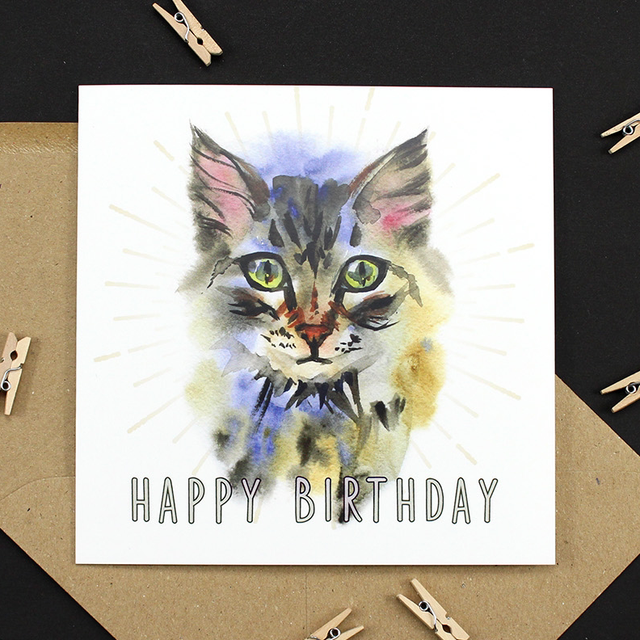 Maine Coon Happy Birthday Card