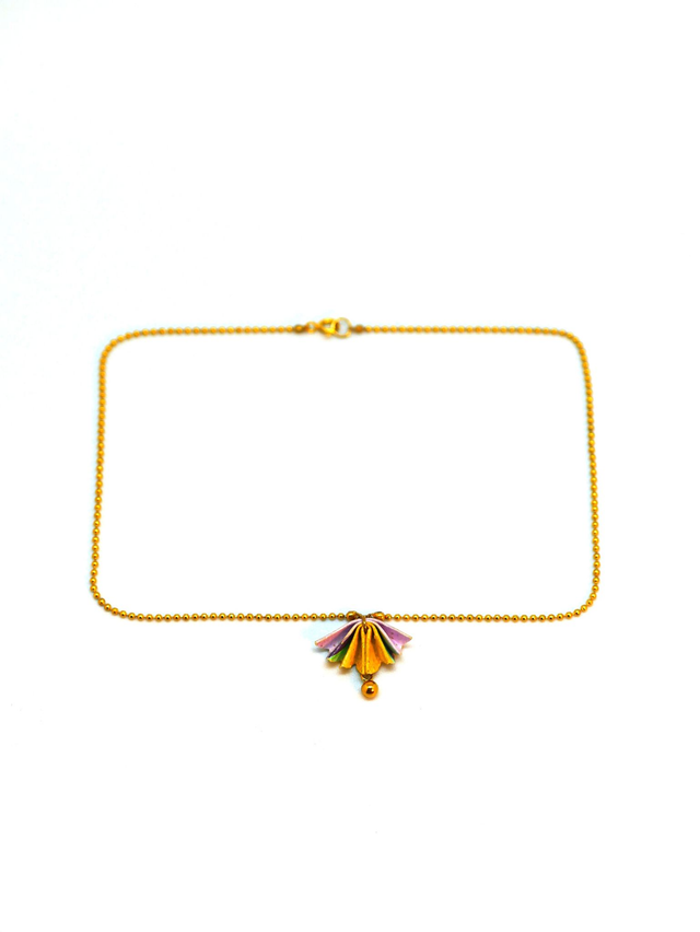 Collier Petit Paon citron violette paillettes 