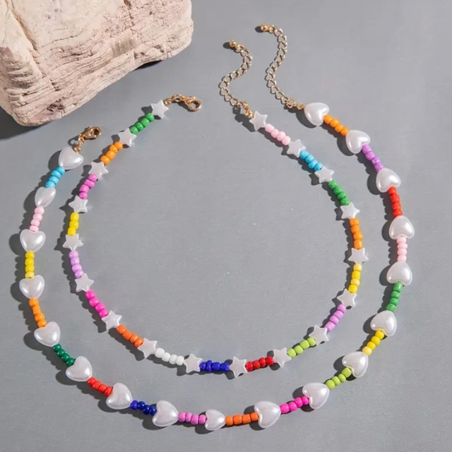 Rainbow hearts & stars necklaces