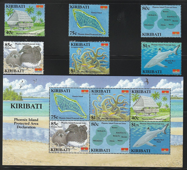 Kiribati 2008 Phoenix Islands Fish,Birds,Shark Set &amp; Sheetlet MNH