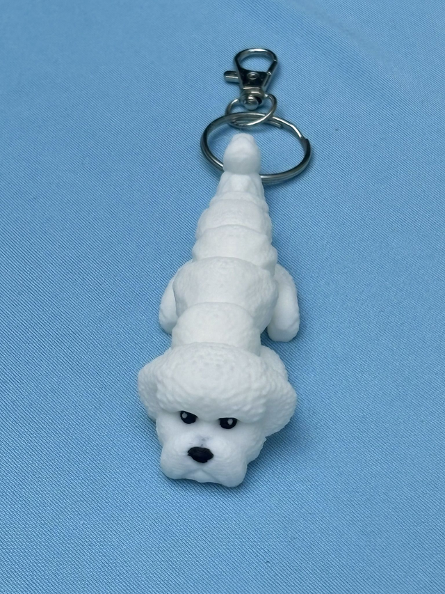 3D Printed Bichon Frise Dog Keyring 