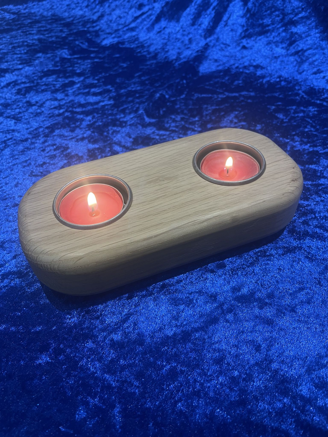 Oak tea light holder