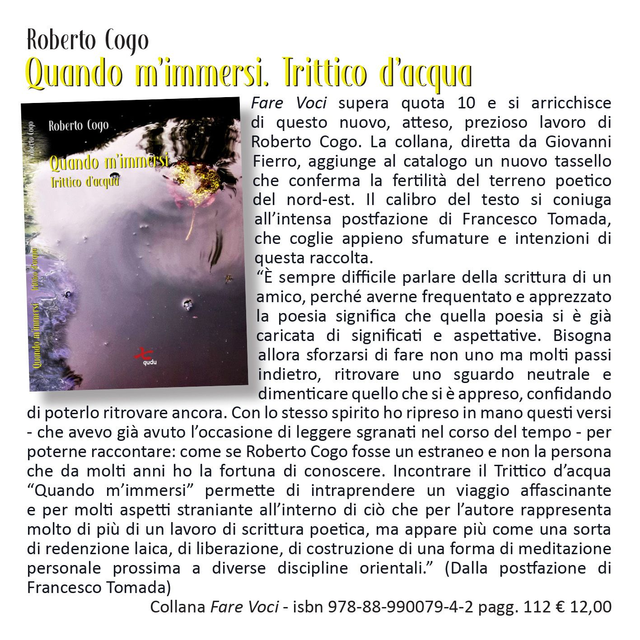 Roberto Cogo, "Quando m'immersi", qudulibri 2021