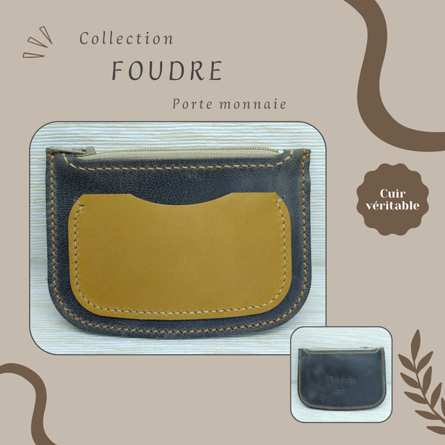 FOUDRE porte monnaie/carte - Anthracite &amp; jaune