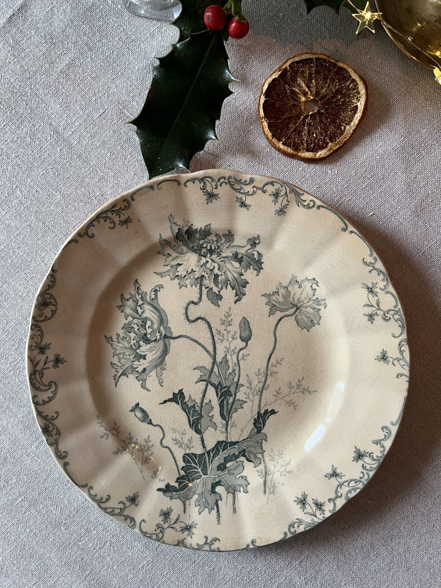 PAVOTS - Duo d'assiettes à dessert modèle Pavots par la manufacture française de Choisy le Roi - Terre de Fer