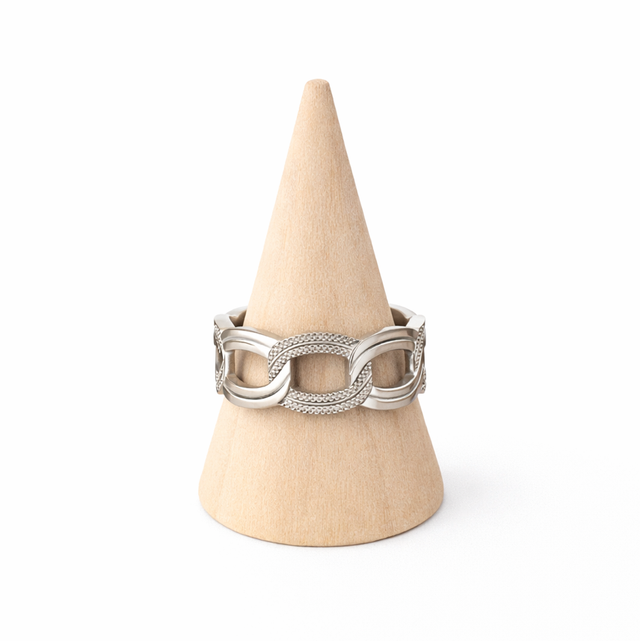 Anillo ajustable acero plateado 