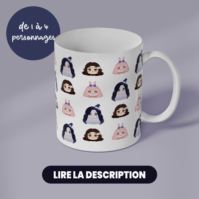 Mug blanc personnalisé KAOS — Motif [1 à 4 personnage(s)]