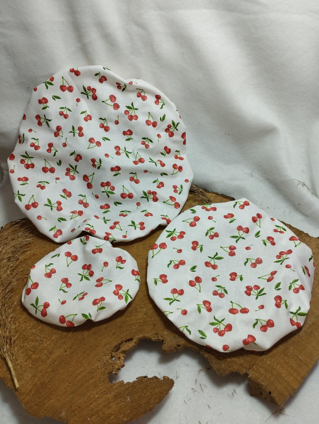 Charlotte / couvre plat / couvre bol  ||  Lavable et réutilisable (lot de 3 tailles) - Cerises