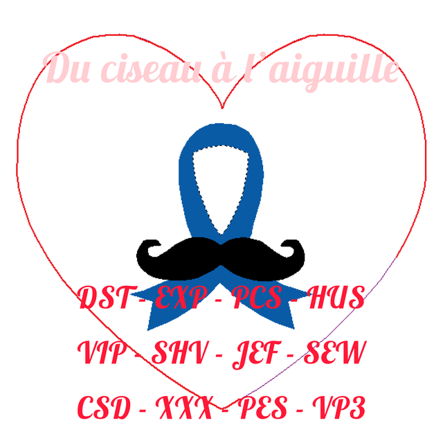 fichier broderie Soutiens Movember -Cadre 10x10 / 12 Formats