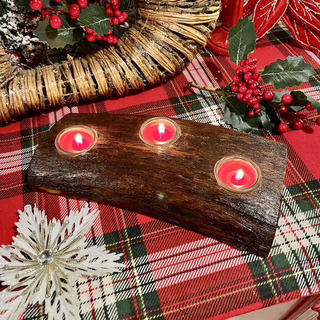 Handcrafted Cypress Wood Tealight Holder