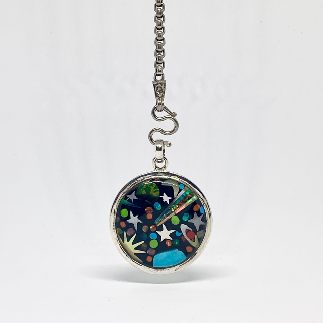Pendentif Galaxy SUNRISE argent massif et pierres naturelles