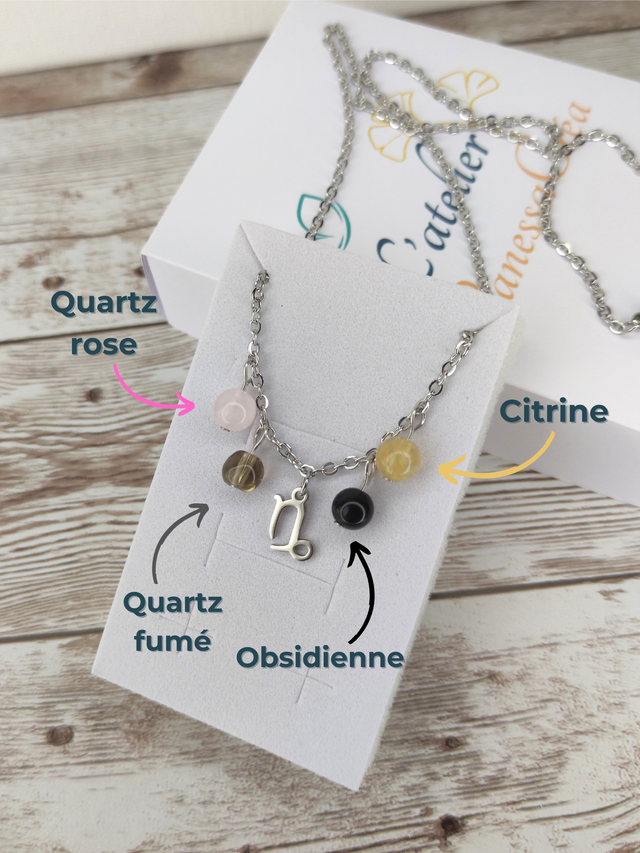 Collier Astro &quot;Capricorne&quot; pierres naturelles