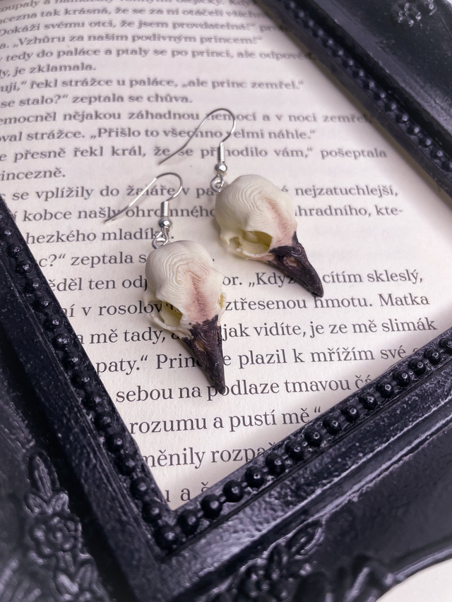 Náušnice Osteology Havraní lebka