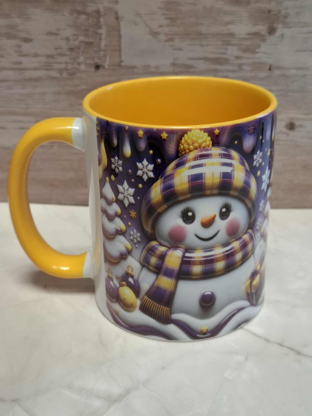 Mug jaune bonhomme de neige