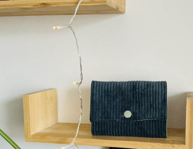 Porte monnaie velours côtelé 3 poches modèle « Botanium » 