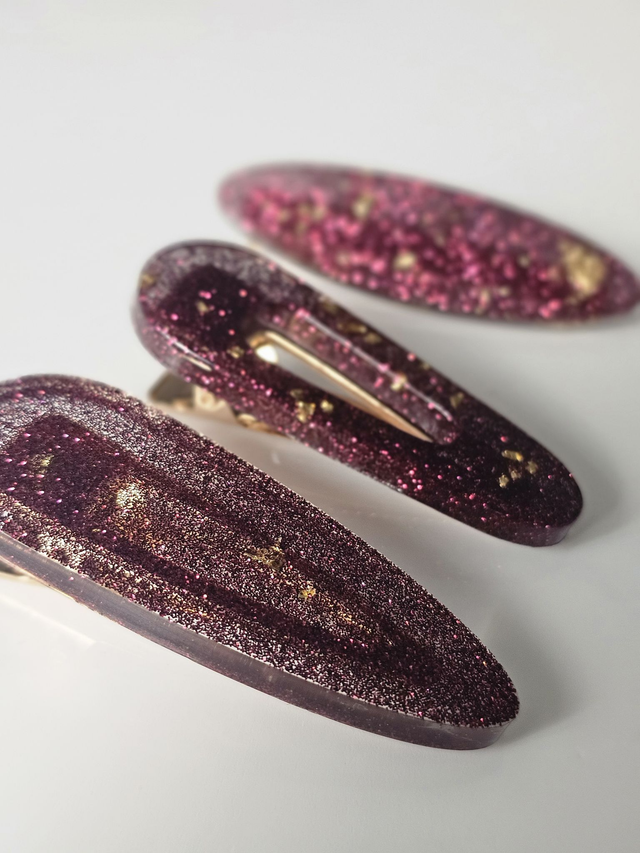 TRIO BARRETTES OR & PRUNE