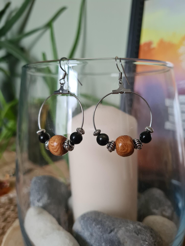 Créoles Obsidienne doré 