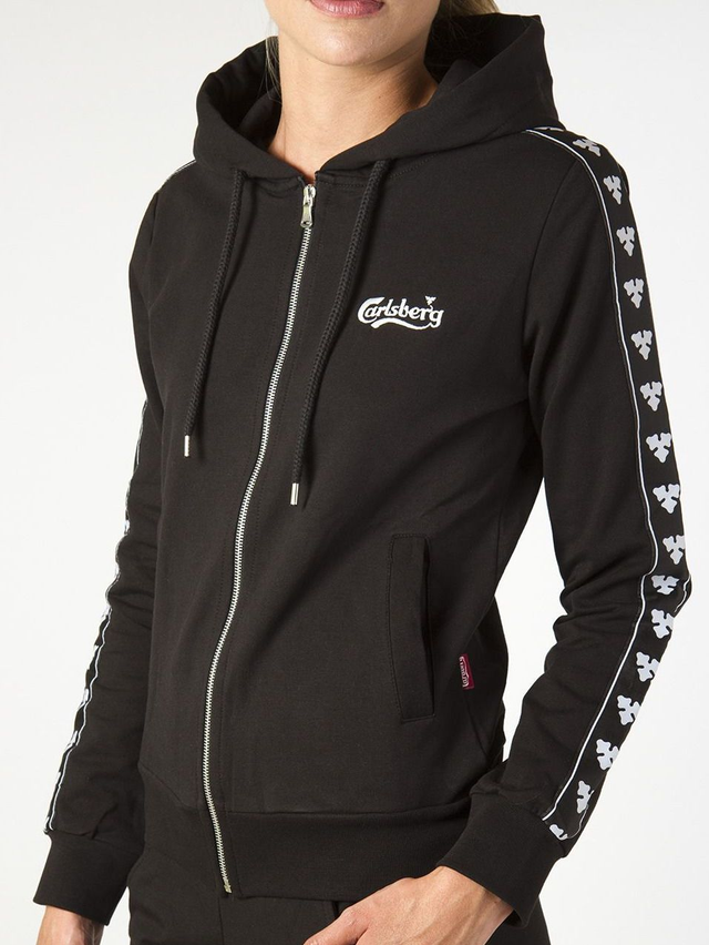 AS158RT2943 - Carlsberg Felpa Donna  con Zip Cappuccio e Bande sulle braccia