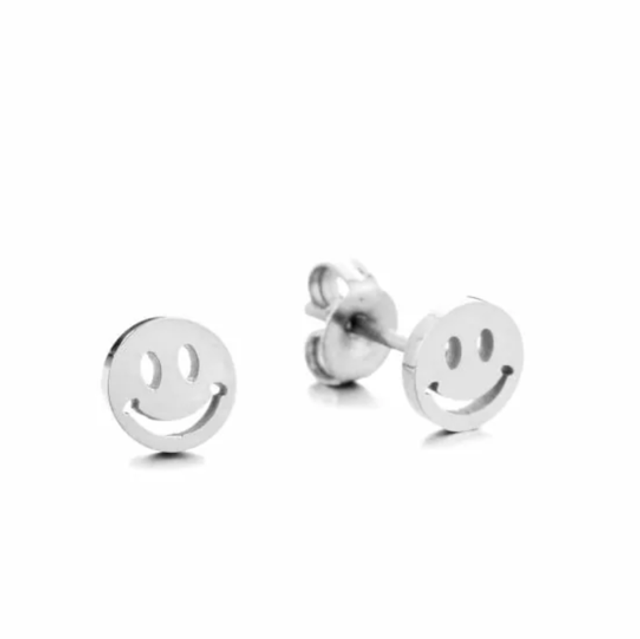 Oorknopjes smiley zilver