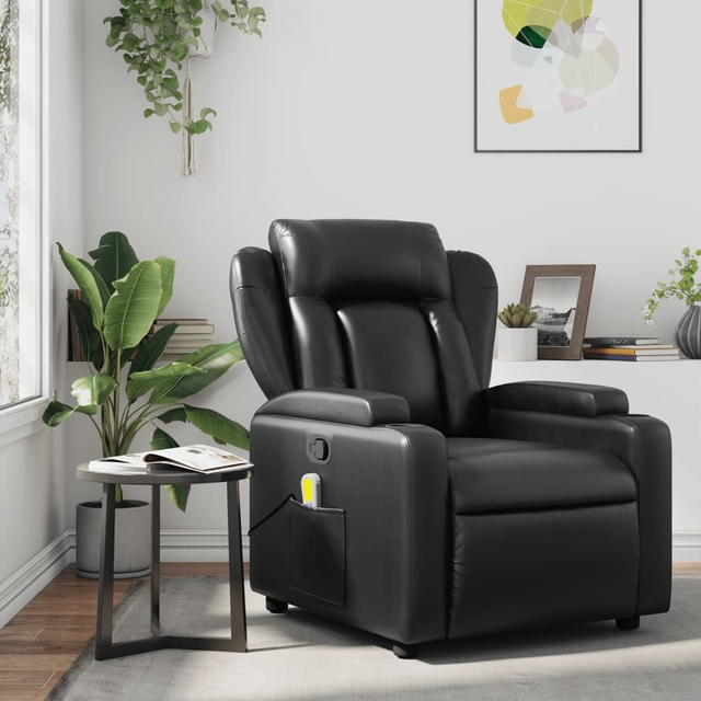 Fauteuil de massage inclinable Noir Similicuir