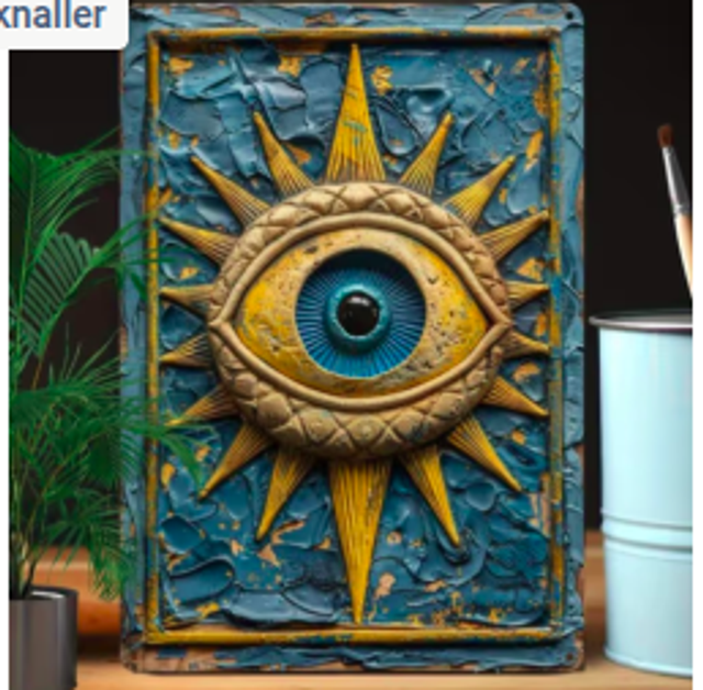 Wanddecoratie metalen bord Alziend Oog vierkant (30x20cm)