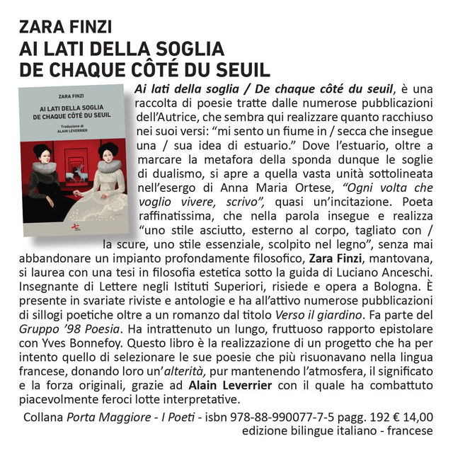 Zara Finzi, "Ai lati della soglia-De chaque côté du seuil", qudulibri 2019 (trad. di Alain Leverrier-ed. bilingue ita/fra)