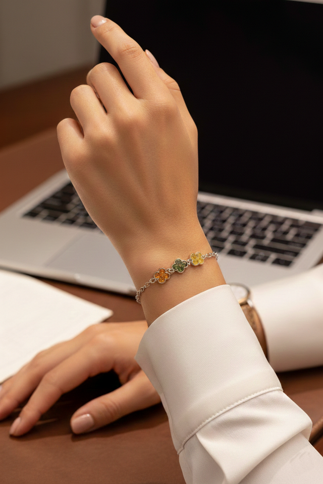 Bracelet Trèfles en Ambre de la Baltique