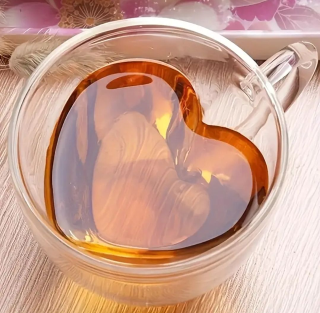 Heart Shaped Coffee Glass with Heart Spoon