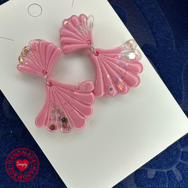 Earring Drops -  Pink Fan Shell