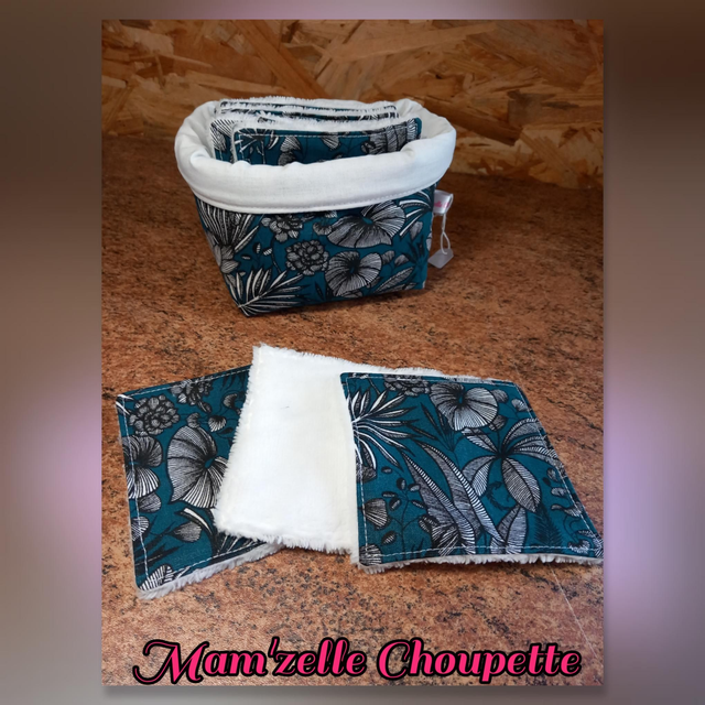 Lot de 12 lingettes avec panière assortie feuilles