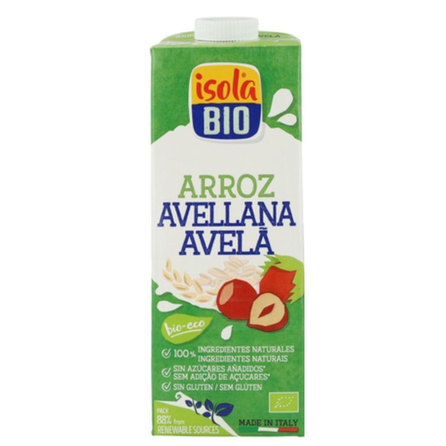 Bebida Vegetal Arroz Avellana Sin Gluten Bio Vegan 6x1L Isola Bio