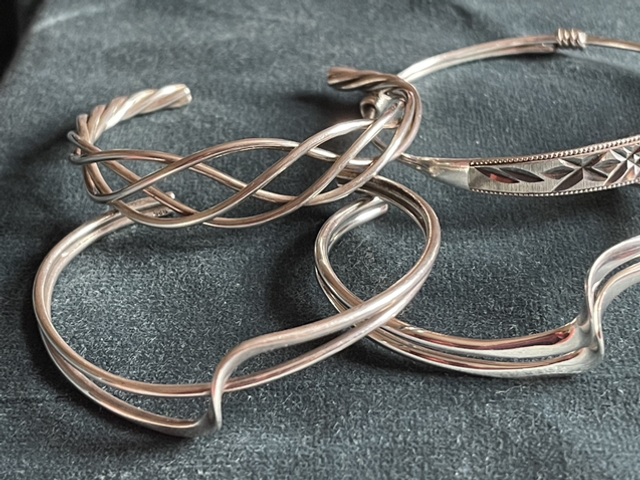 Sterling silver torque bangles
