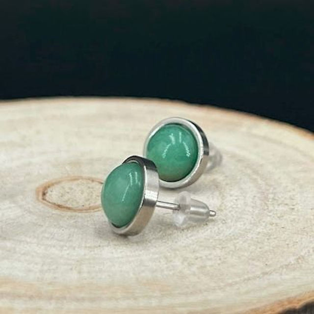 Puces d&#039;oreilles Aventurine Verte 8mm