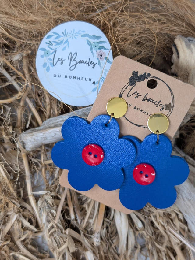 Boucles d&#039;oreilles Coquette bleu rouge co010