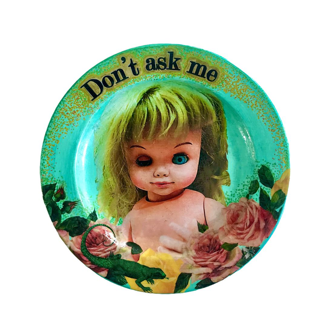“Don’t Ask Me” Green Upcycled Wall Plate - House of Frisson