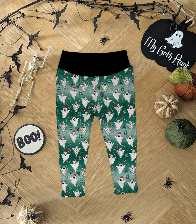 Christmas Green Ghosts Childrens Leggings