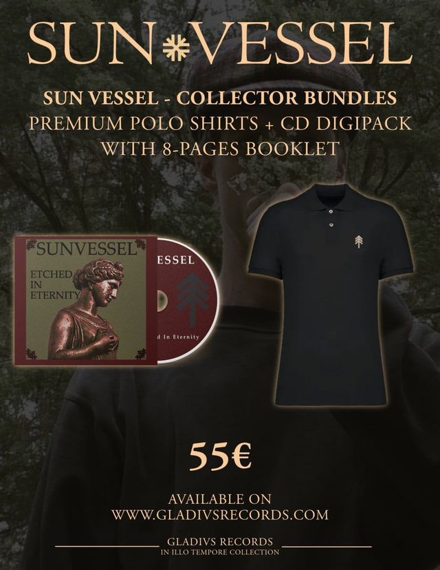Pre-order:  Bundle Sun Vessel - Etched In Eternity - CD + polo (Available in mid-October)