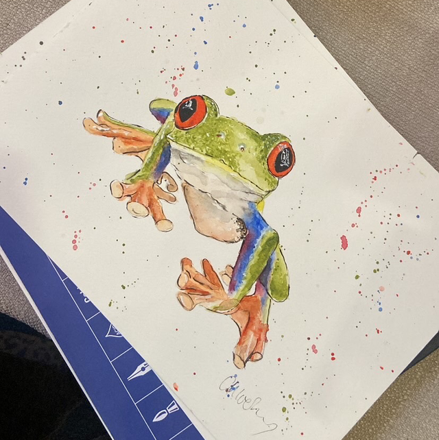 Original ‘Terry’ the tree frog A4 painting (unframed) 
