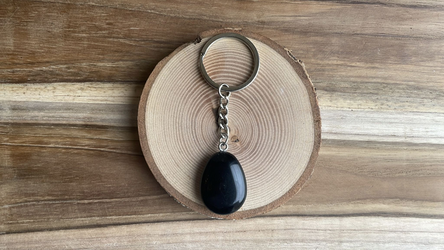 Porte-clefs Pierre OBSIDIENNE NOIRE