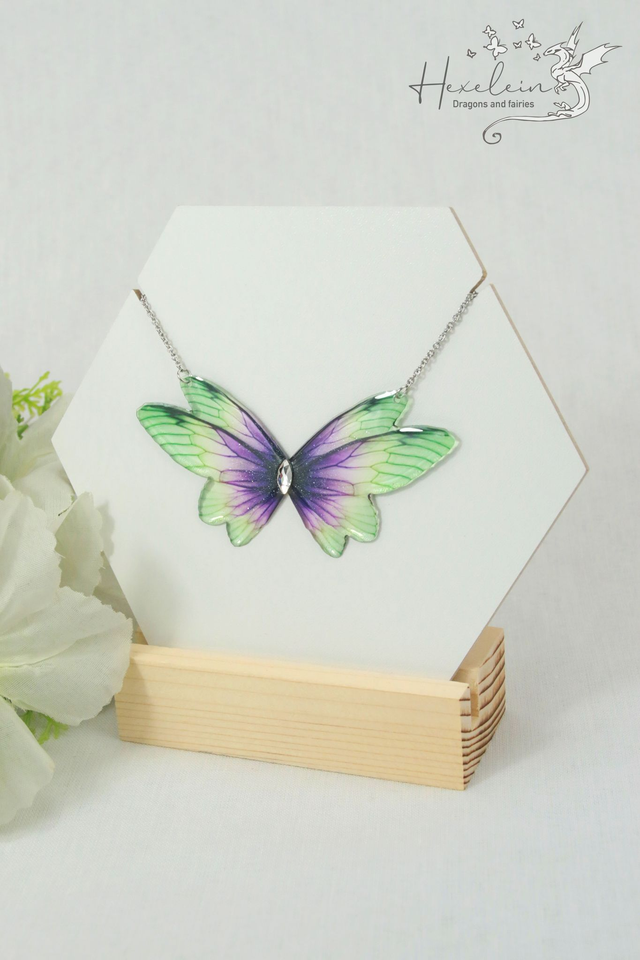 Purple green small fairy necklace