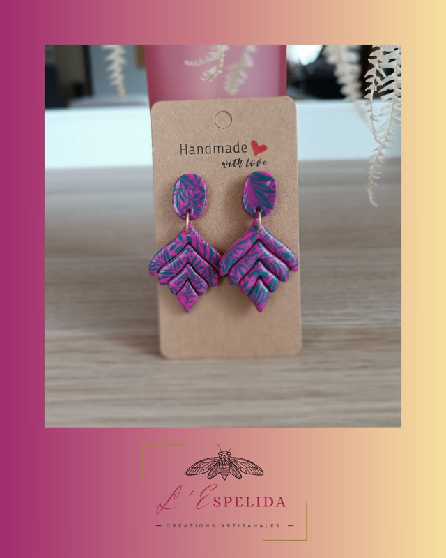 Mini plumeau violet imprimé bleu/vert