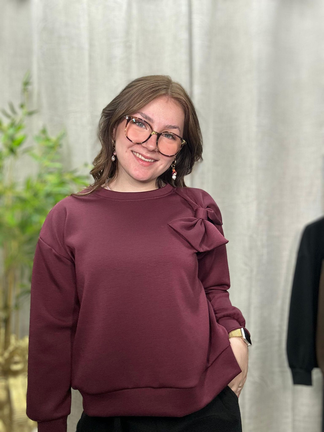 Sweater met strik bordeaux