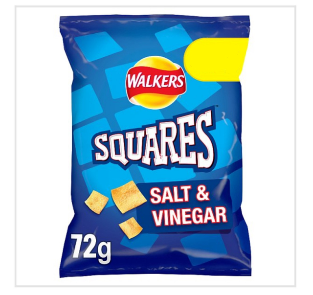 Walkers Squares Salt &amp; Vinegar Snacks Crisps 72g 